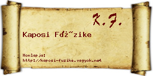 Kaposi Füzike névjegykártya